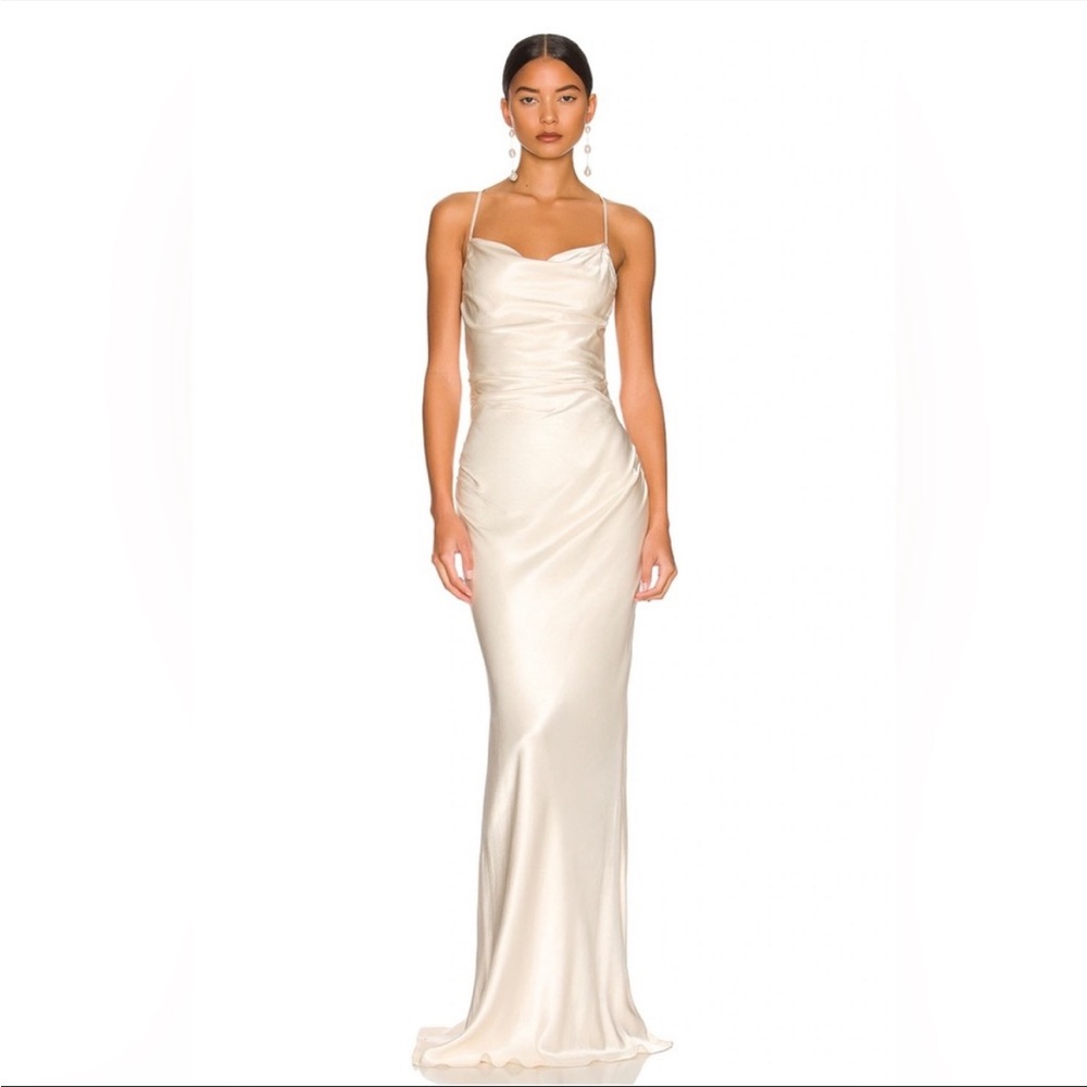 NWT Shona Joy La Lune Lace Back Maxi Dress in Cream